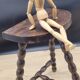 Tripod stool with square ball feet