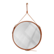 Handmade J. Adnet style mirror in tan color veg-tanned leather, ø 70 cm