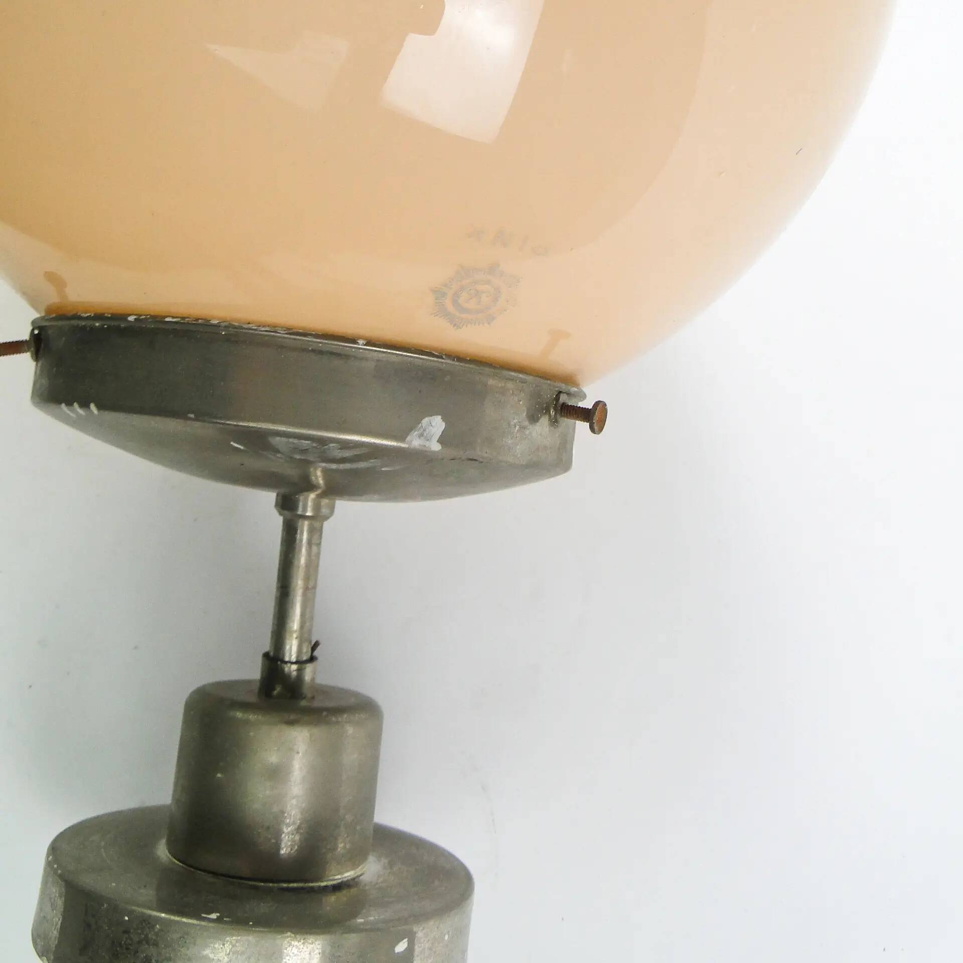 Ceiling lamp, Art Deco, nickel-plated brass, beige glass, Austria, 1930s