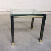 Steel and Brass Square Coffee Table, Belgium, 1980s