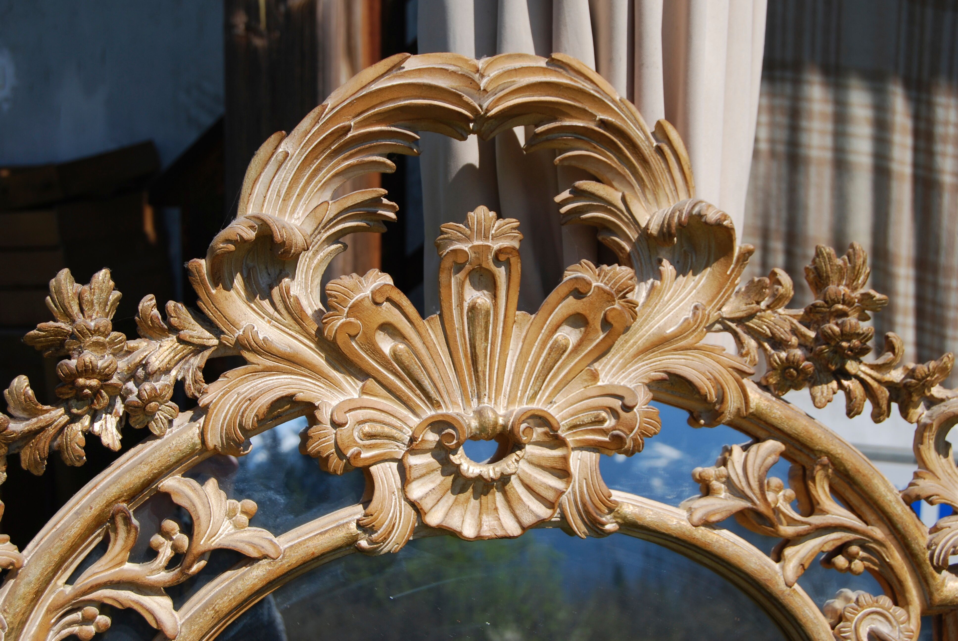 Baroque wooden wall mirror carved by Chelini  98x158cm