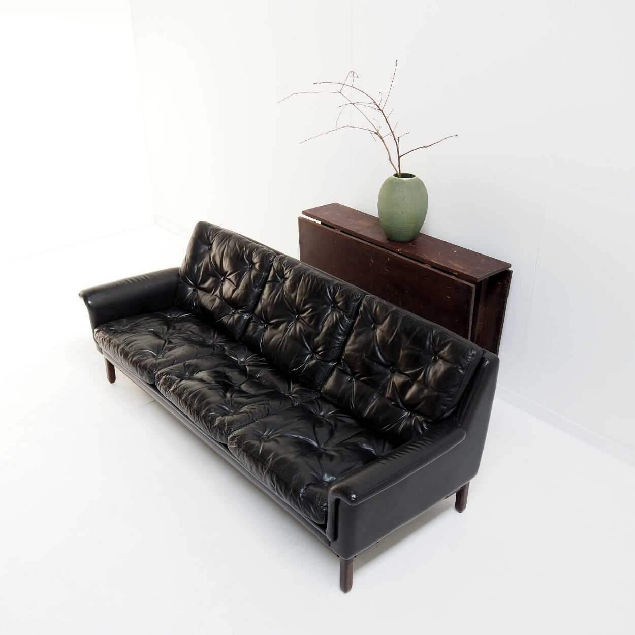 Black leather sofa