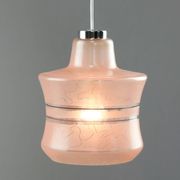 Vintage Italian Chrome and Pink Glass Pendant Lamp