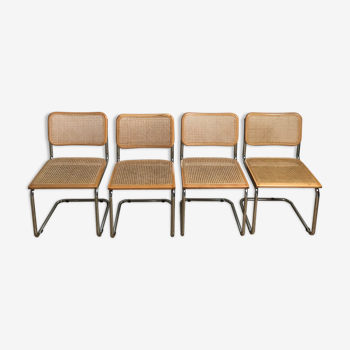 4 Chairs Beige Cesca B32 by Marcel Breuer