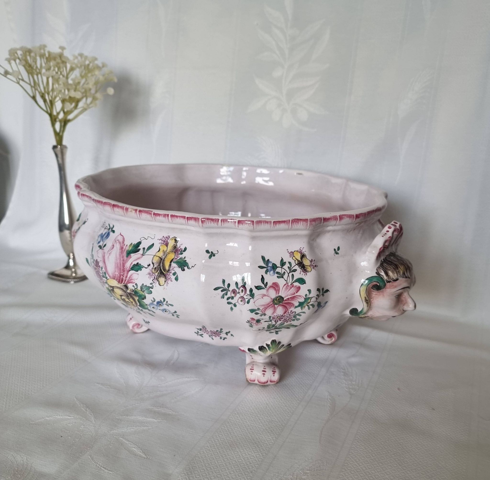 Antique 18th century Marseille earthenware planter by Veuve Perr