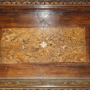 Banc Monks Antique Sculpté Lion Griffon 1860 avec Rangement