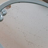 Miroir ovale en fonte, bleu layette, ancien