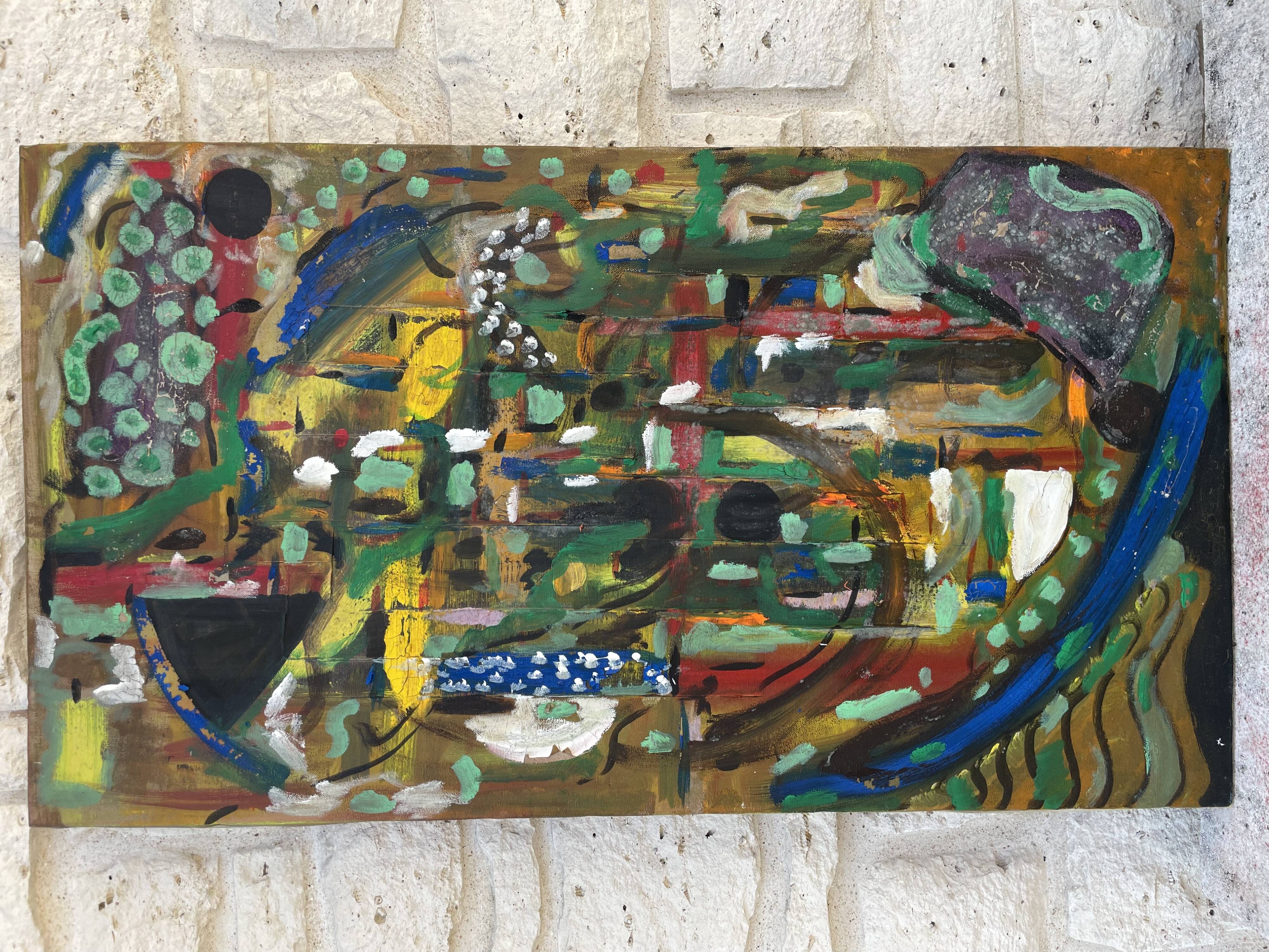 Tableau peinture composition abstraite moderne XXe