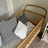 Vintage rattan bed for baby child