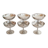 Set of 6 large ice cream cups on foot, in 18/10 stainless steel (ref 6)