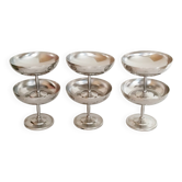 Set of 6 large ice cream cups on foot, in 18/10 stainless steel (ref 6)