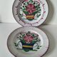 Pair of hand-painted antique plates – Rustic-chic floral decor