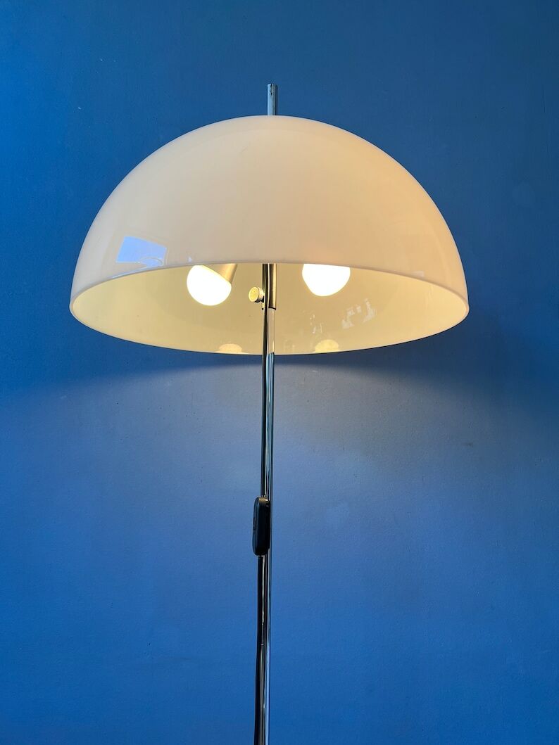 Vintage dijkstra mushroom floor lamp with glass lampshade