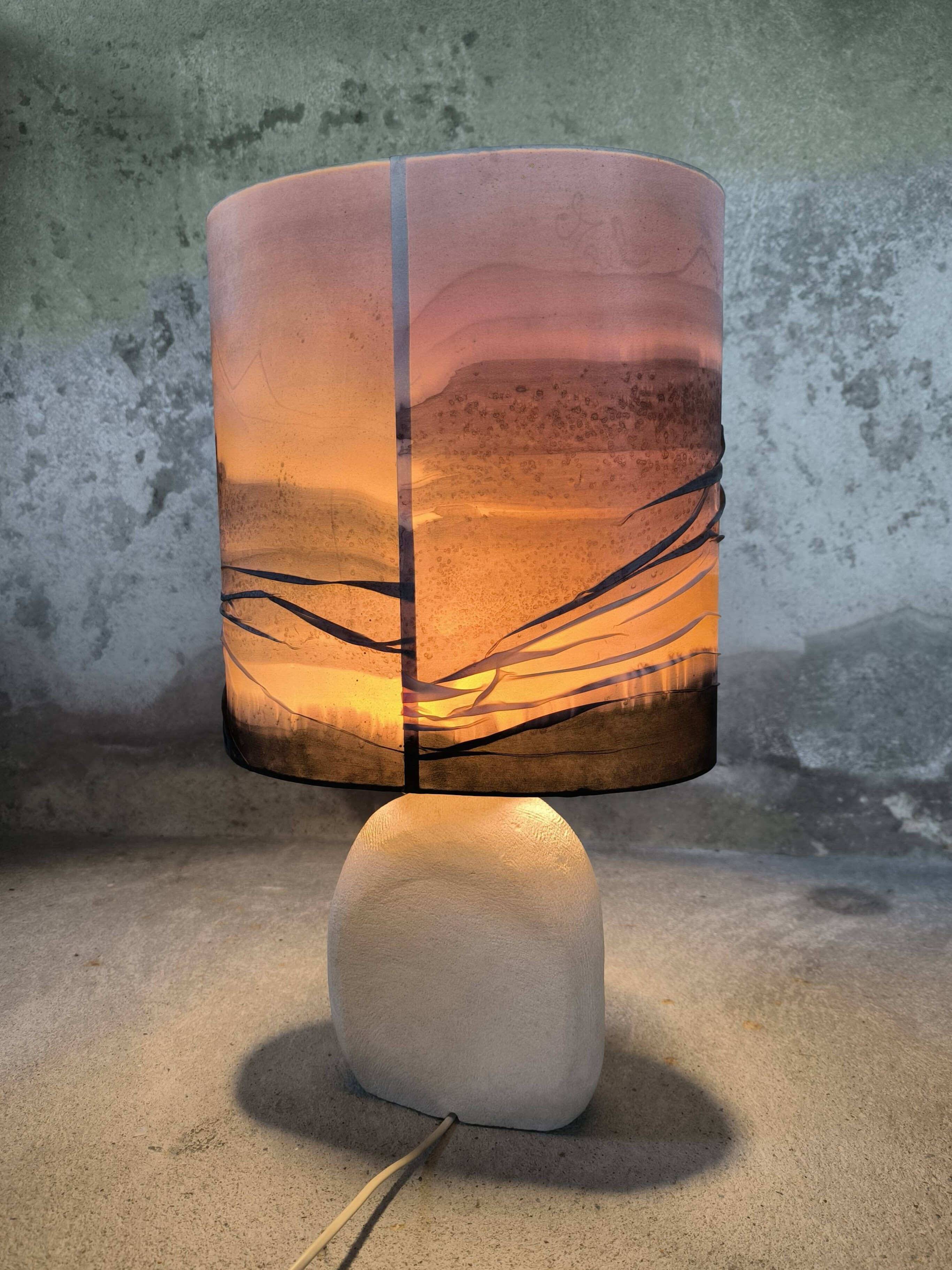 Vintage owl lamp made of natural stone