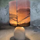 Vintage owl lamp made of natural stone