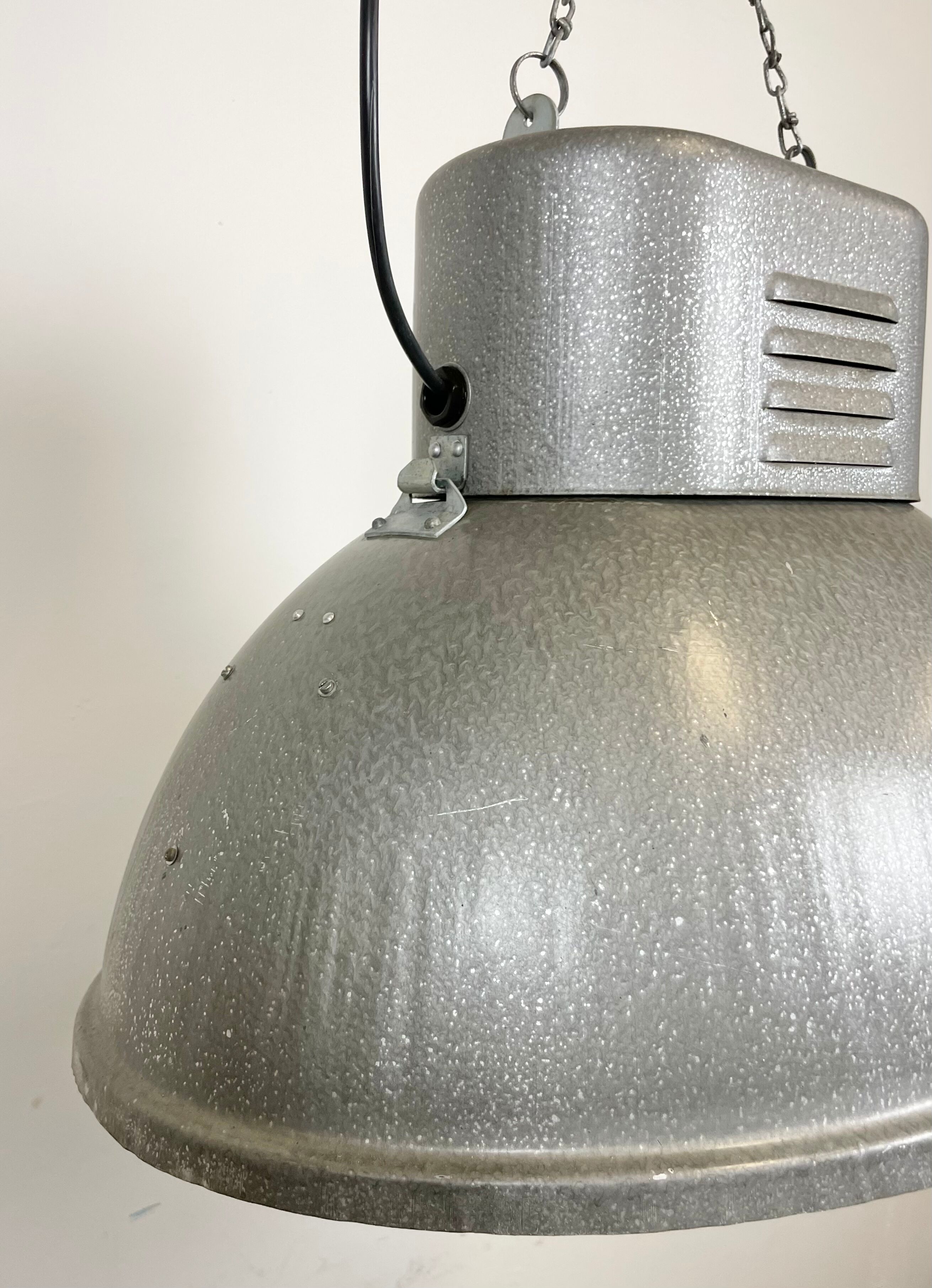 Oval industrial polish factory pendant lamp from mesko, 1970s