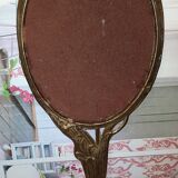 Miroir à main en laiton doré art nouveau 11x25cm
