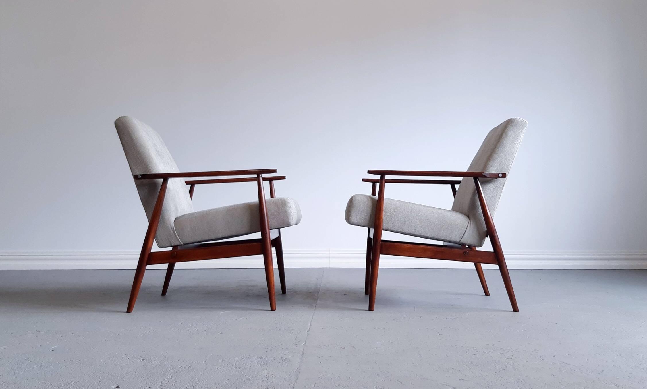 1960 Henryk Lis Armchairs in Water Green