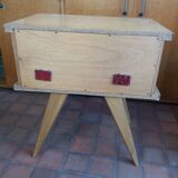 Vintage rattan feet compass bedside table