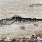 Oil on panel, trout, signed