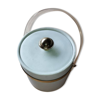 Vintage ice bucket in faux leather – Bakelite interior, 1950s/60s