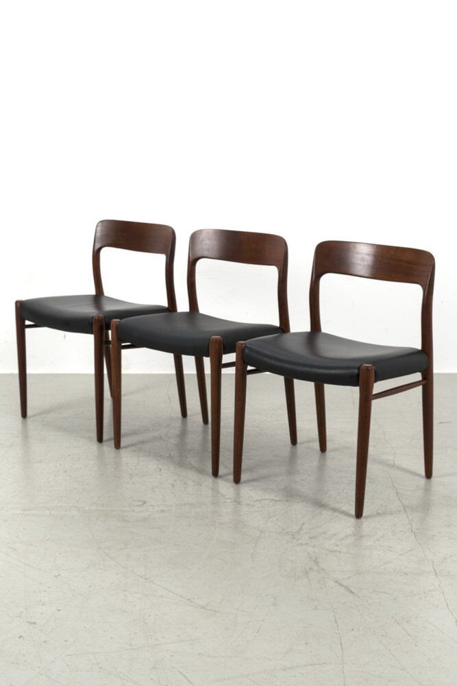 Model 75 Chairs by Niels Otto N. O. Møller, Set of 3