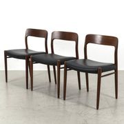 Model 75 Chairs by Niels Otto N. O. Møller, Set of 3