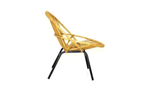 fauteuil en rotin et en métal, Suède, 1960