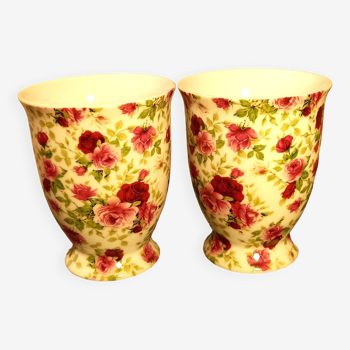 Duo of floral pattern cups