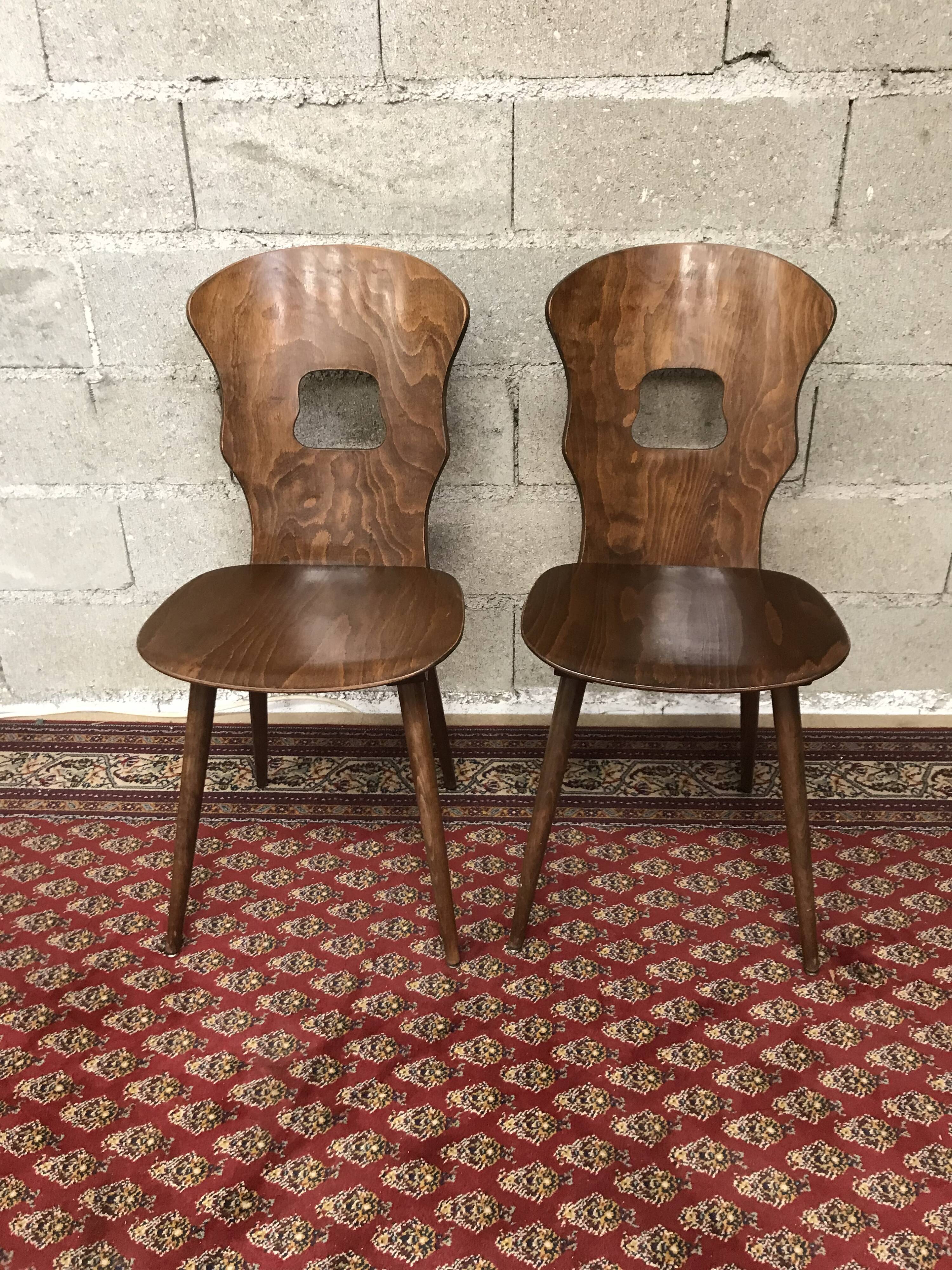 Pair chair bistro baumann gentian vintage 50/60