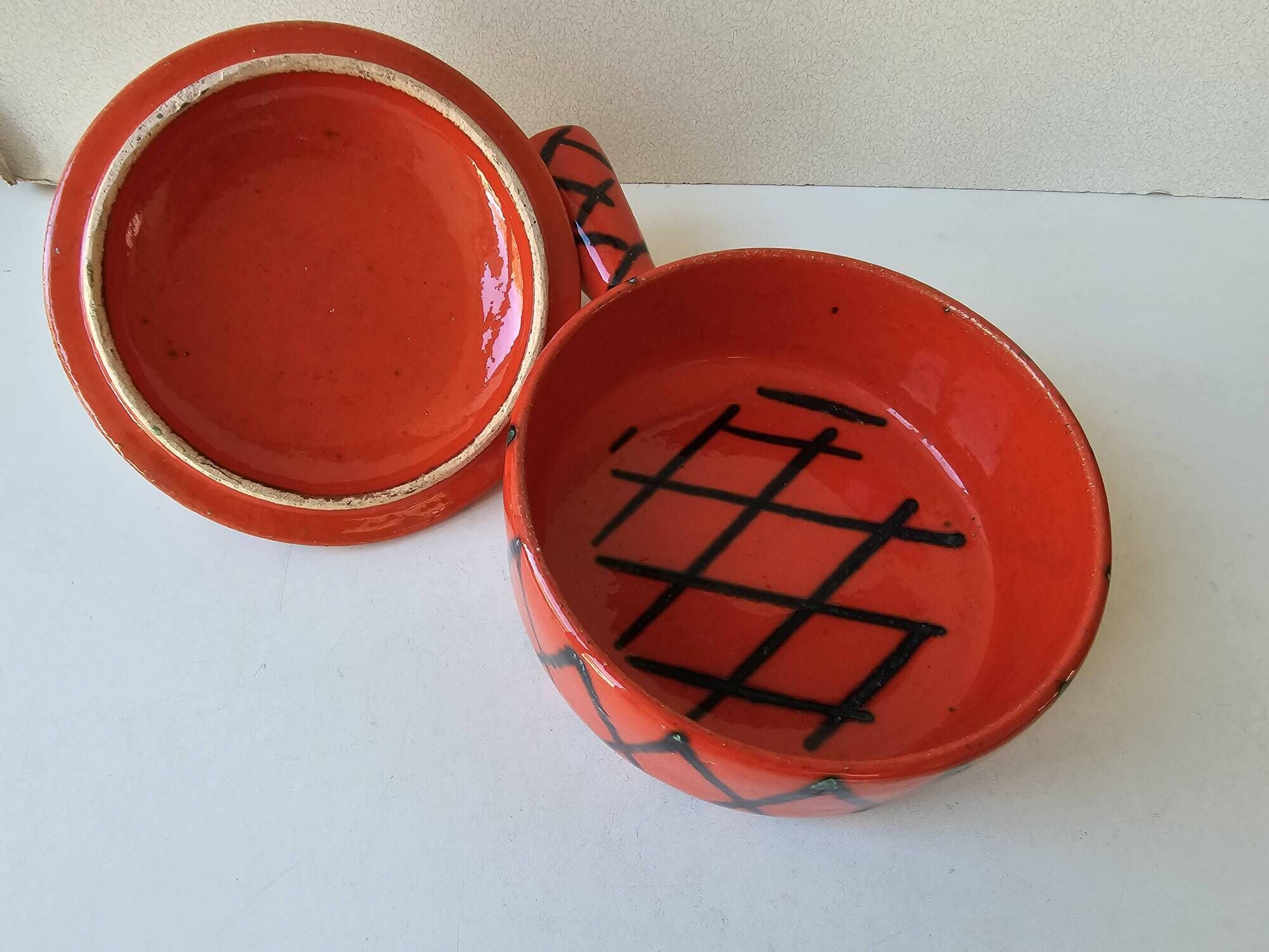 Red ceramic saucepan Terfeu Vallauris 5060 (capron, picault...)
