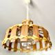 Scandinavian pendant light with wood veneer and bubble glass, 1970