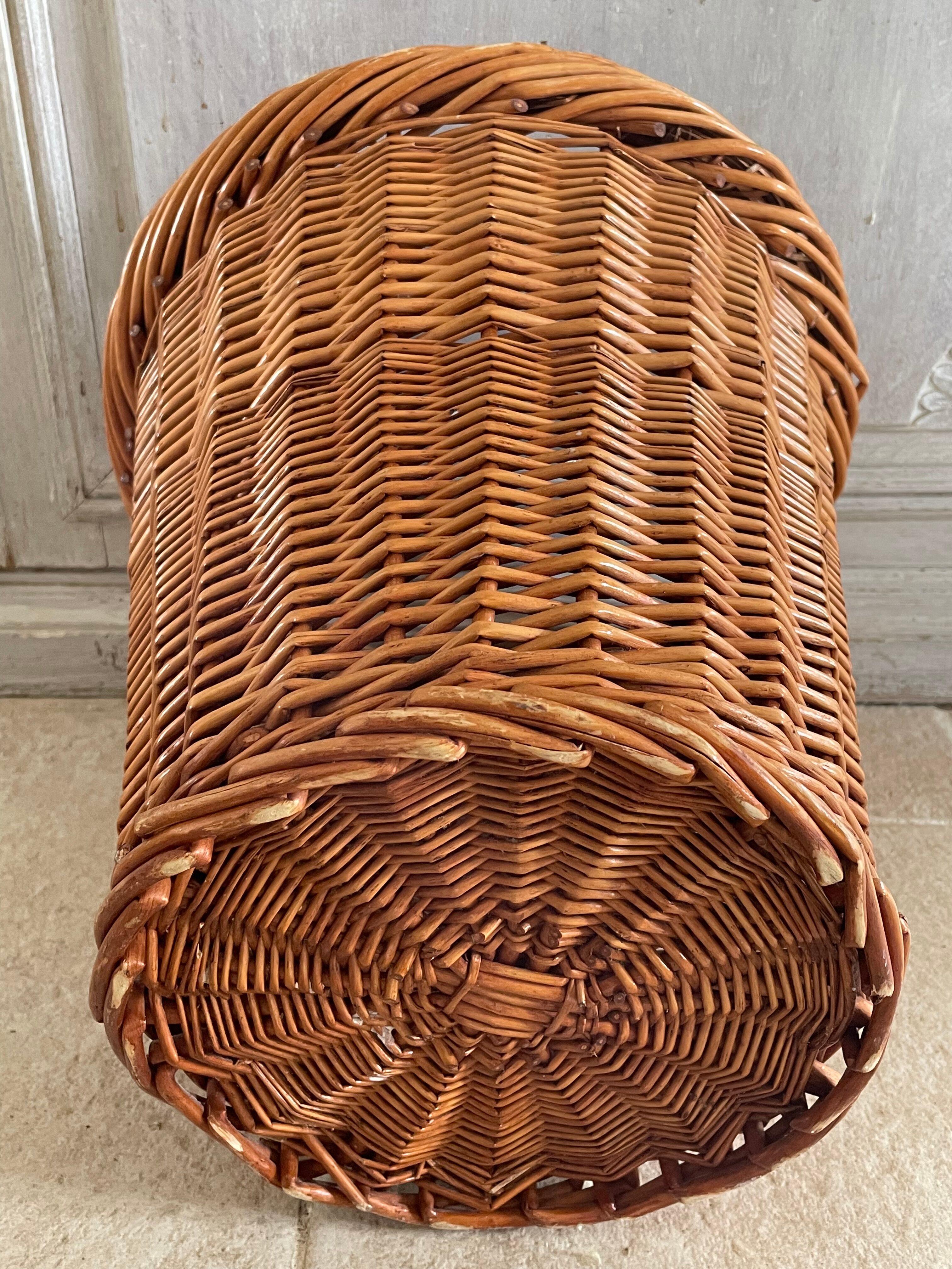 Vintage rattan paper basket