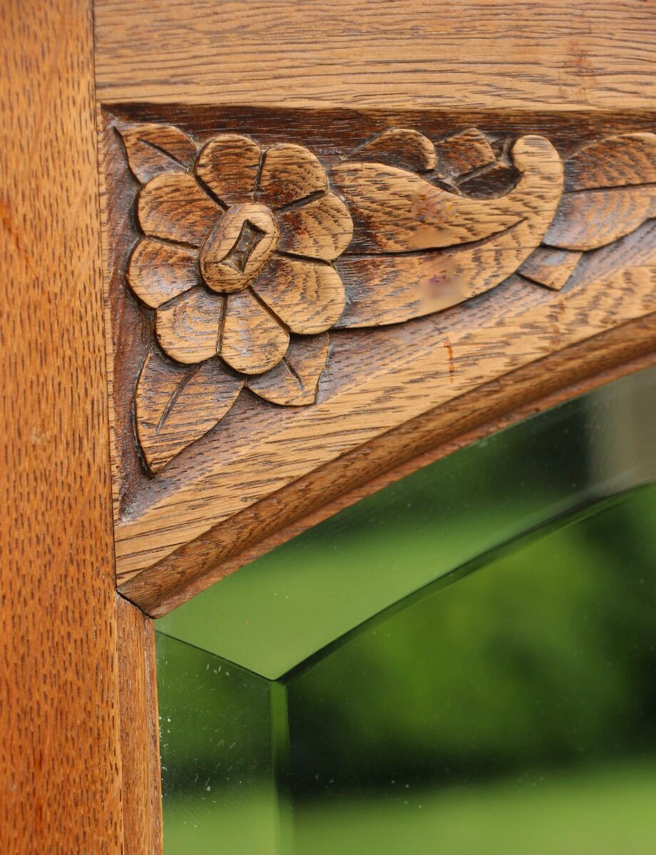 Beveled floor mirror on art deco frame