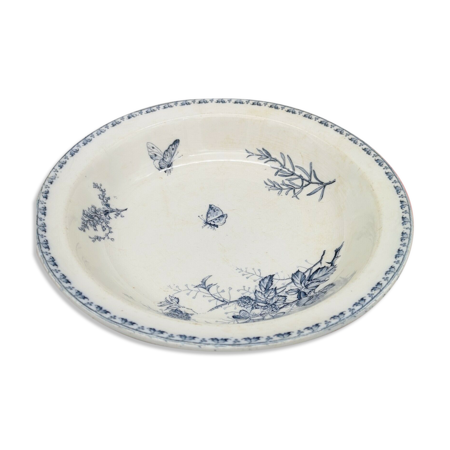 Plat rond creux faïence Sarreguemines modèle Carmen papillon