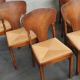Suite of 6 Art Deco solid oak chairs