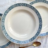 6 assiettes creuses terre de fer bleu longchamp modèle « rené »