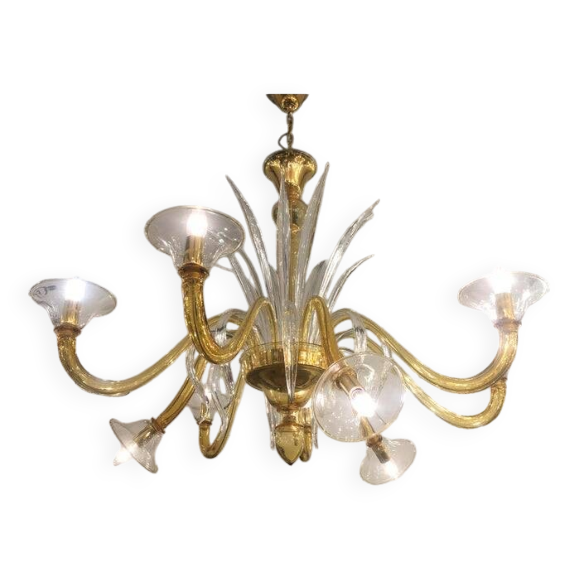 Contemporary Amber Murano Glass Chandelier