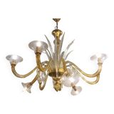 Contemporary Amber Murano Glass Chandelier
