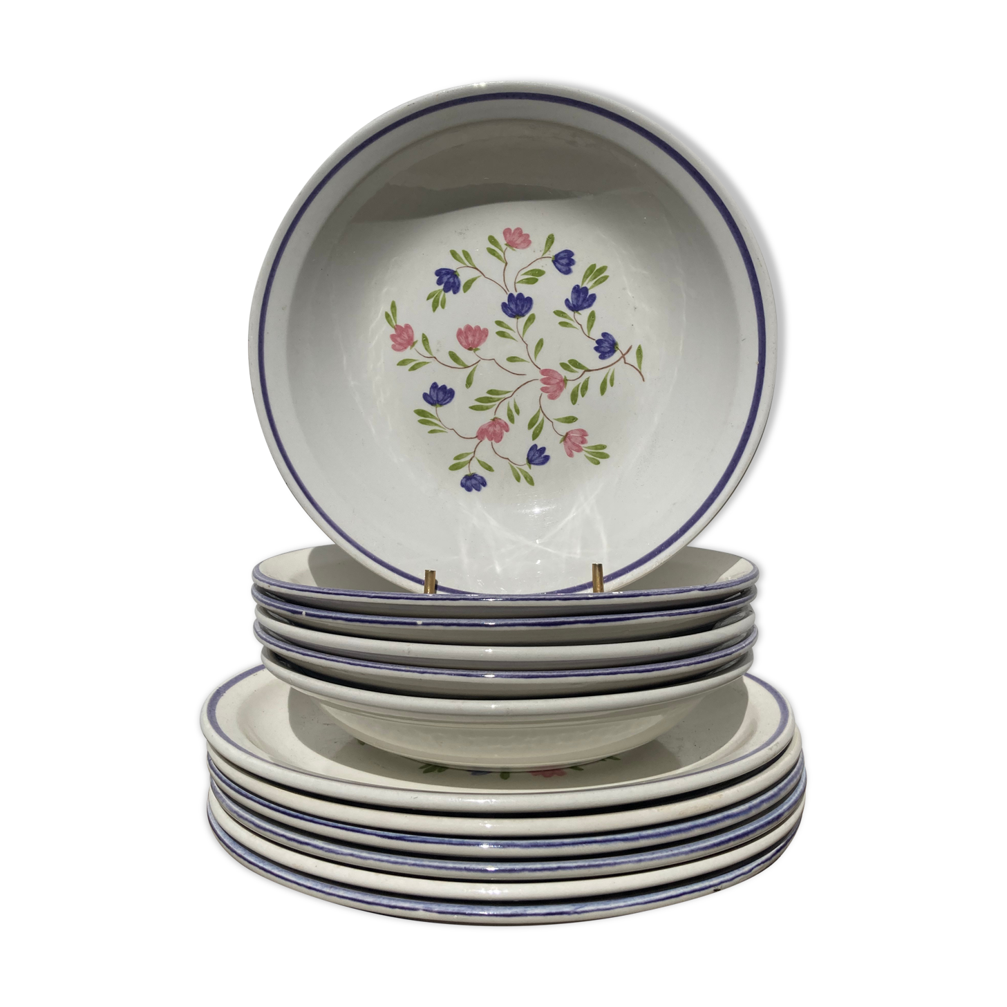 Plate service 6 people Moulin des loup décor grand feu