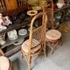 4 bent bamboo and rattan chairs