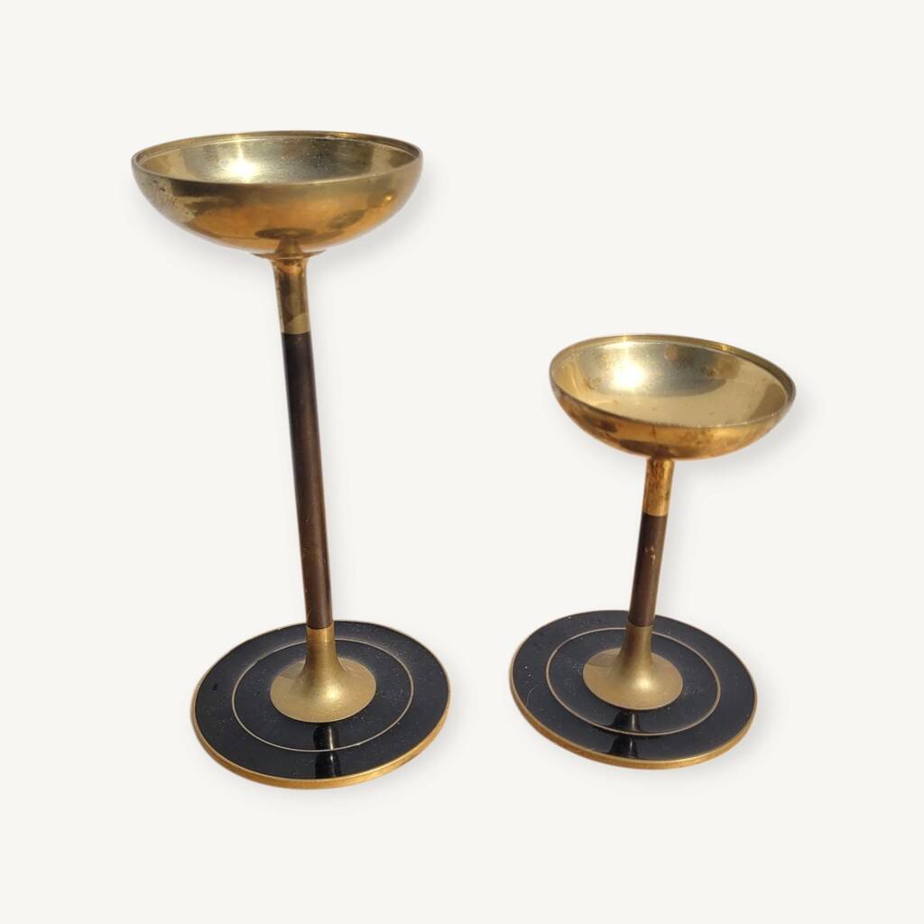 Pair of brass candlesticks or candle holders