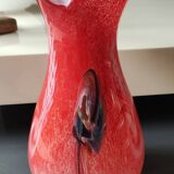 Large Floral Ball Vase/Kaysersberg Art Glassware. Speckled/Volutes