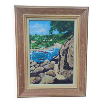 Oil on canvas signed Bord de mer