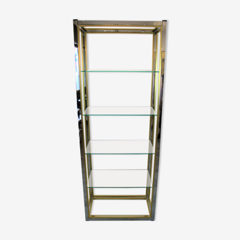 Brass Chrome Design Shelf by Renato Zevi for Romeo Rega