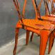 Set of four industrial metal dining chairs by Joseph Mathieu, painted steel, 1920s, France