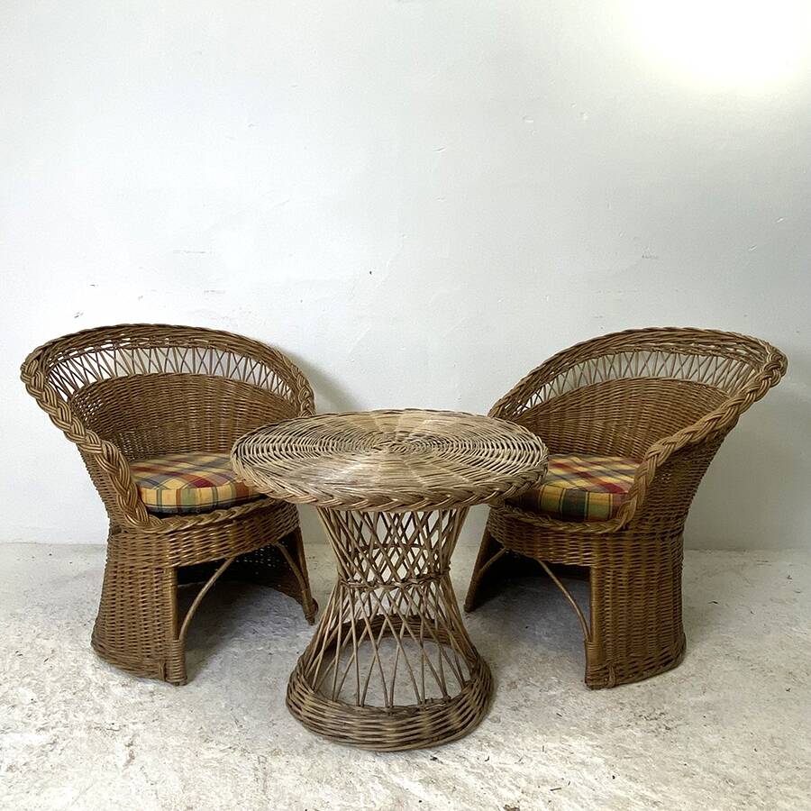 Vintage 70's rattan lounge set