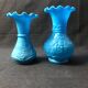 Antique French Opaline Glass Vases: Art Nouveau Floral Pair