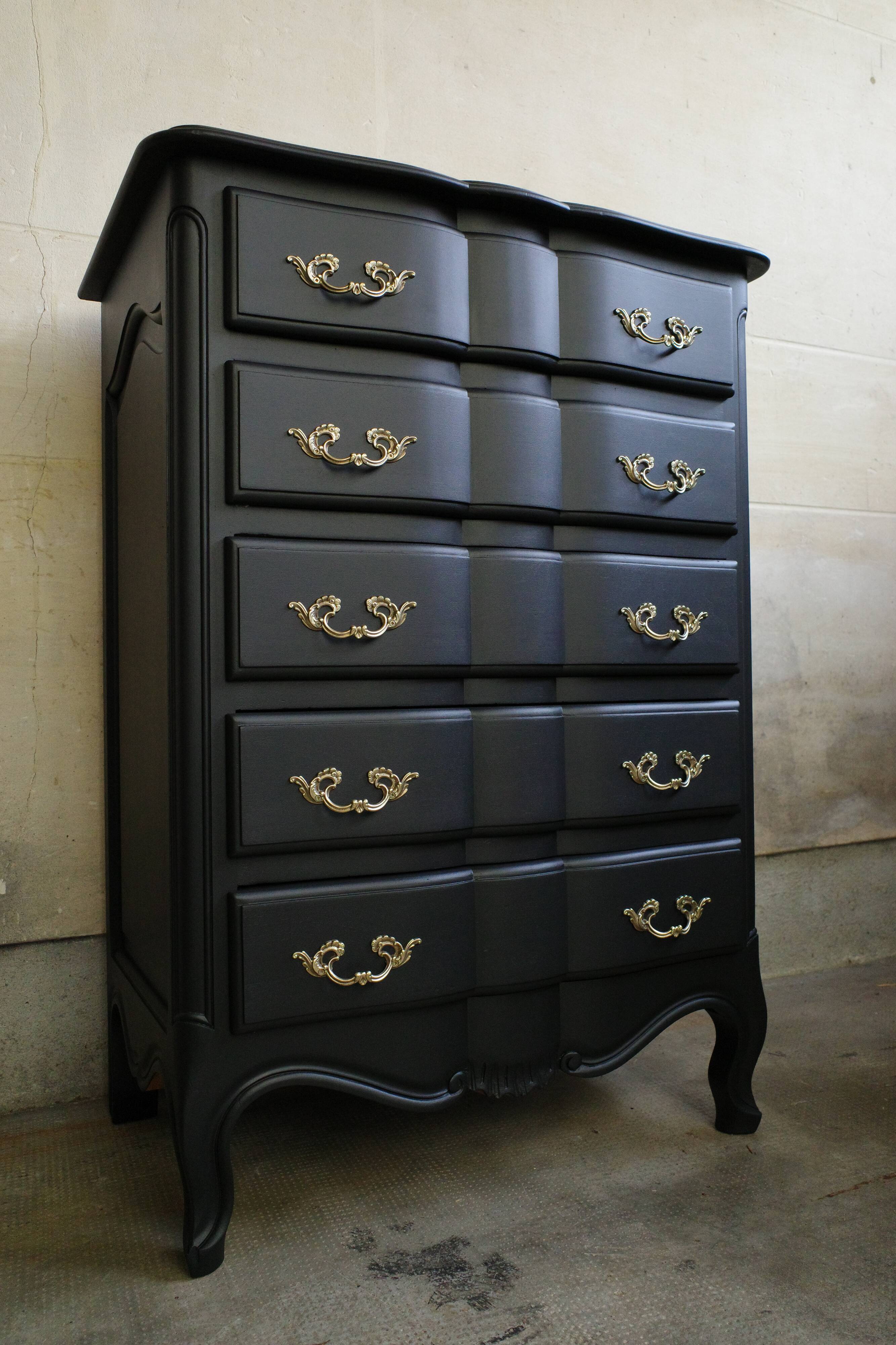 Customized vintage black chiffonier