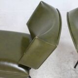 Pair of tubular armchairs, imitation leather. Circa 1950